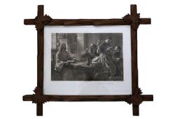 19th- C. Engraving in Black Forest Frame